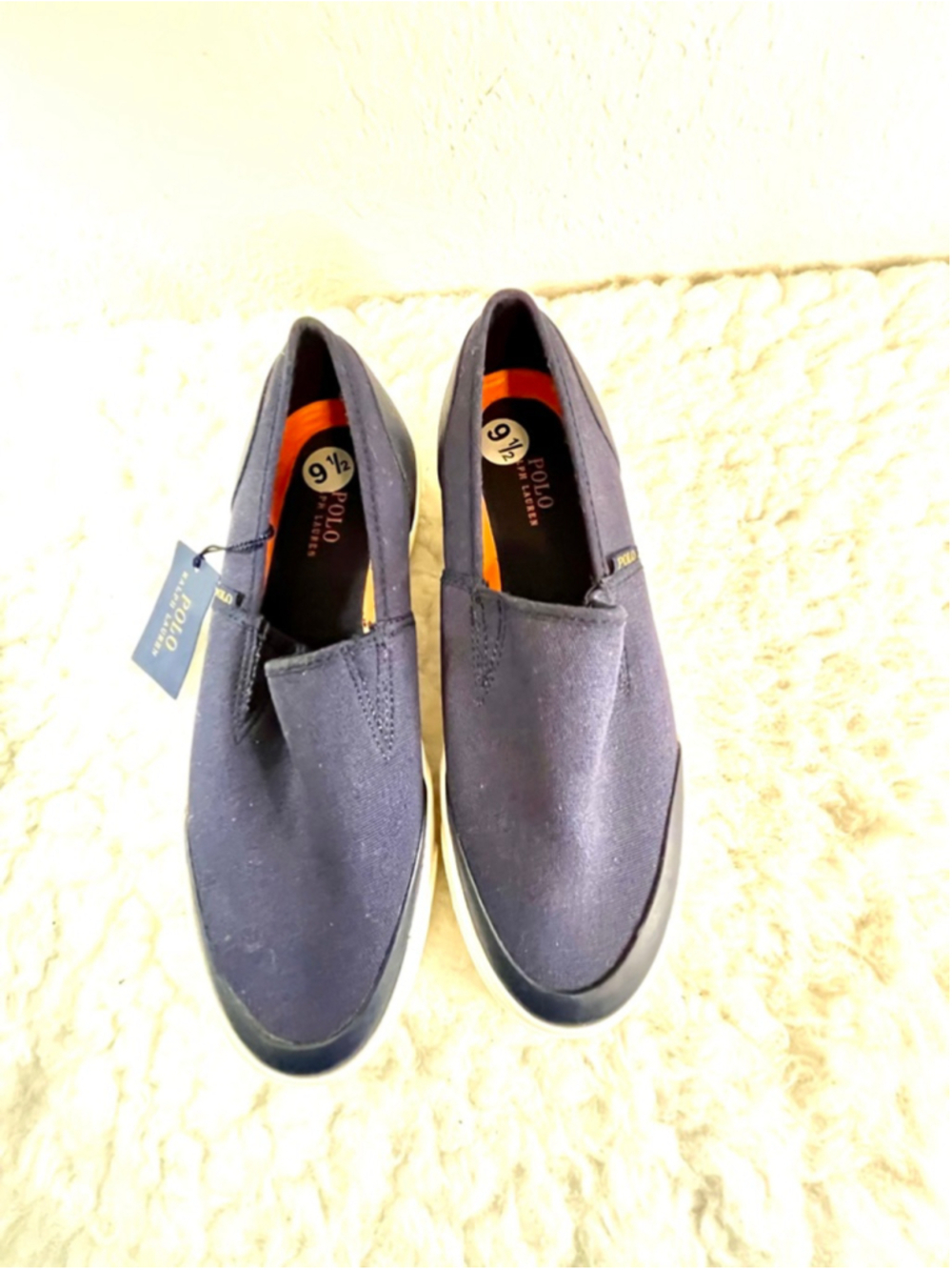 NWOB Polo Ralph Lauren Men Navy Slip on Canvas Loafers Size 9.5D
